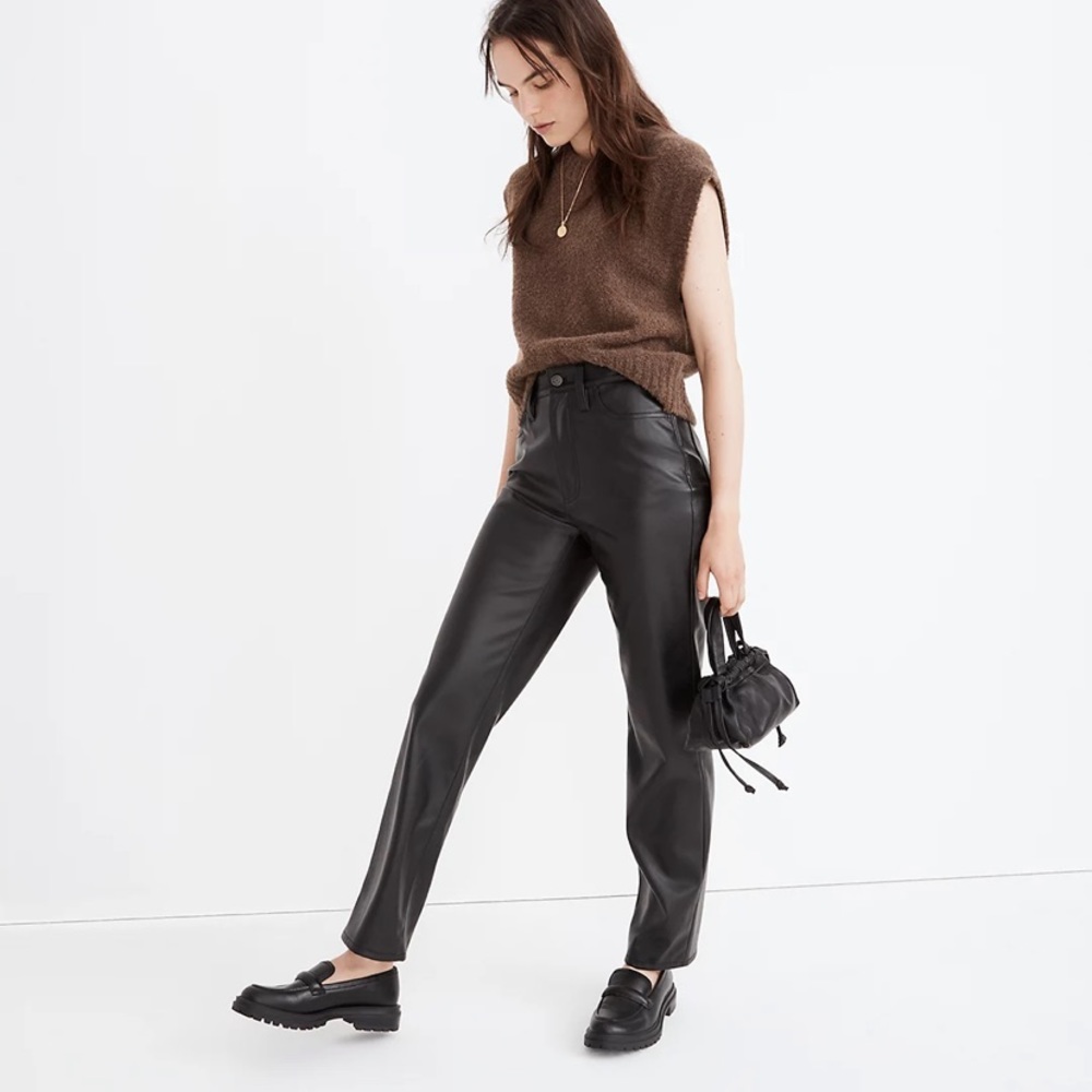 madewells The Perfect Vintage Straight Jean: Faux Leather Edition NWT